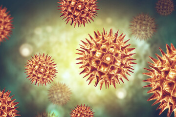 Viral disease, virus, bacteria, cell, 3d illustration