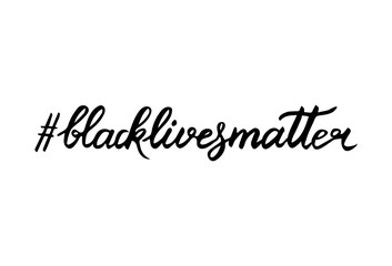 Black Lives Matter hand drawn lettering sign isolated on white background. International human rights movement handwriting text. Social media hashtag blacklivesmatter. Vector illustration.