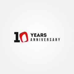 10 Years Anniversary Black And Red Vector Design