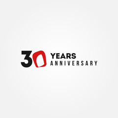 30 Years Anniversary Black And Red Vector Design