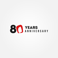 80 Years Anniversary Black And Red Vector Design