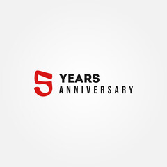 5 Years Anniversary Black And Red Vector Design