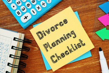 Business concept about Divorce Planning Checklist with inscription on the sheet.