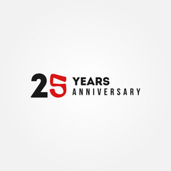 25 Years Anniversary Black And Red Vector Design
