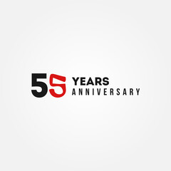 55 Years Anniversary Black And Red Vector Design