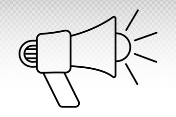 Electric megaphone with sound for marketing advertising - line art icon for apps and websites