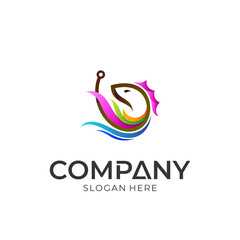 Vector logo of fish/fishing. Modern colorful style. Logo template ready for use.