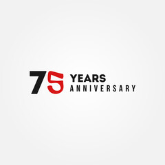 75 Years Anniversary Black And Red Vector Design