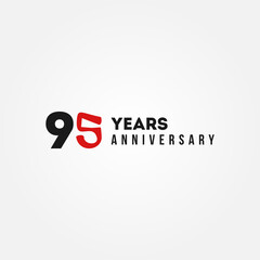 95 Years Anniversary Black And Red Vector Design
