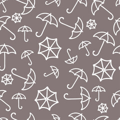 Vector seamless pattern with umbrella. Trendy hand drawn textures. Modern abstract design for paper, cover, fabric, interior decor and other users. 