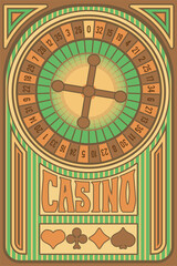Old casino card art nouveau style, vector illustration