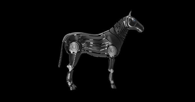 Mechanical horse is walking .3d Animation