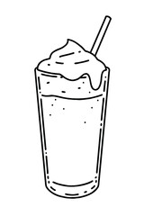 Dalgona coffee Vector line art illustration.