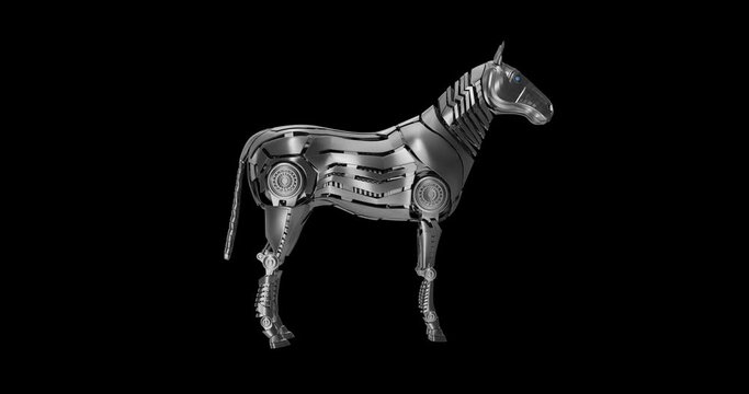 Mechanical horse is walking .3d Animation