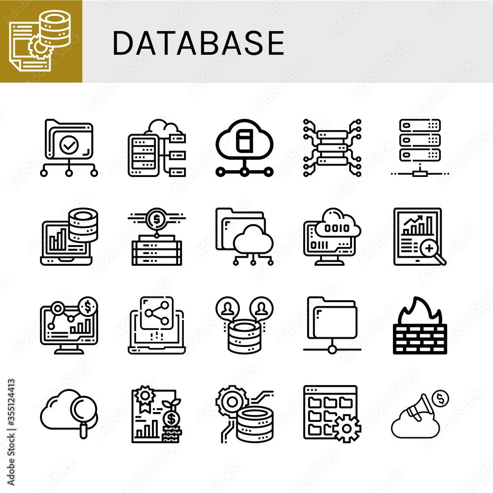 Poster database icon set