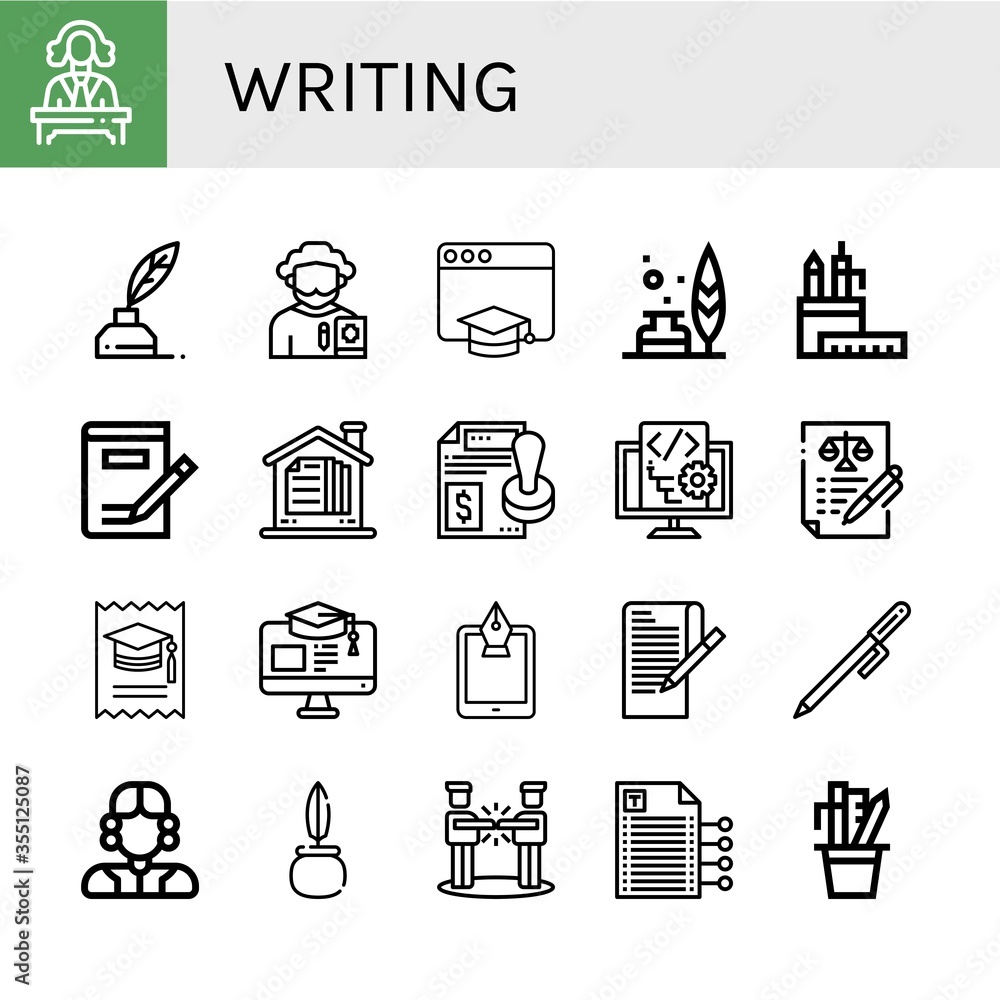 Poster writing simple icons set