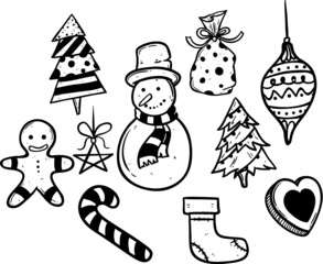 collection of doodle christmas icons