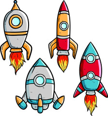 cartoon rocket vector illustration