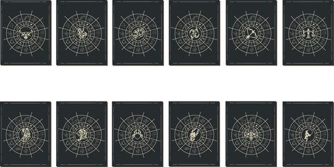 Astrology horoscope circle with zodiac signs vector background. Form symbol horoscope calendar, collection zodiacal animals illustration. Zodiac Signs