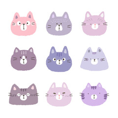 Vector Illustration of Cartoon Cat Face Design