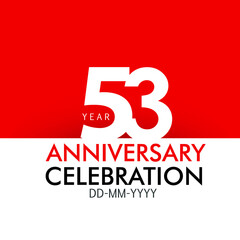 53 year Anniversary Concept Red Color and White for Banner, Poster, Greeting Card - Vector