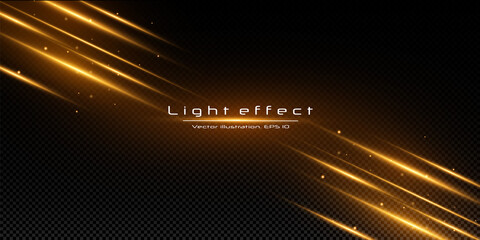Fototapeta na wymiar Golden light effect. Abstract laser beams of light. Chaotic neon rays of light .