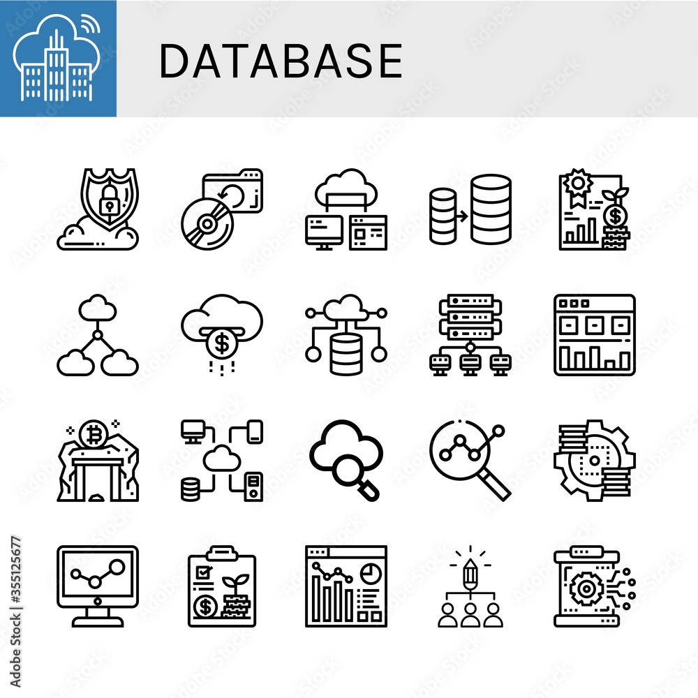 Poster database simple icons set