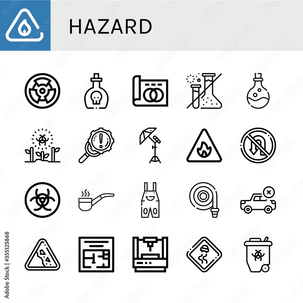 Poster hazard simple icons set