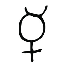 Vector symbol of mercury. symbols of planets and signs in astrology. Isolated on a white background. Doodle style. For horoscopes and Natal charts.