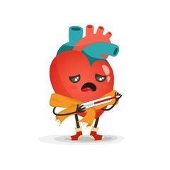 Heart cartoon character sick,  illustration isolated on white