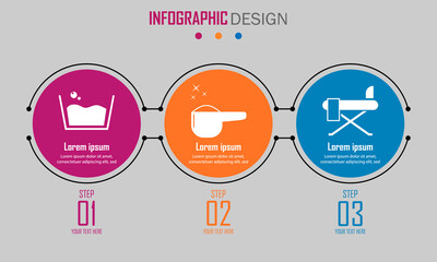 Abstract paper infografics of sign of a small soapy wash, powder for washing, ironing board. Vector eps10 illustration