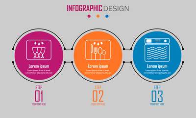 Fototapeta premium Abstract paper infografics of rinse mark, rinse fork and knives, dishwasher. Vector eps10 illustration