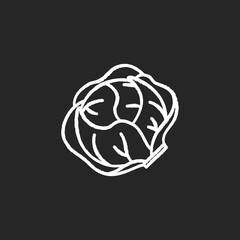 Lettuce chalk white icon on black background. Fresh vegetable. Appetizer from menu. Whole veggie for cooking recipe. Natural product from farmer market harvest. Isolated vector chalkboard illustration