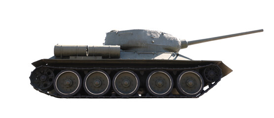 Army tank isolated on white. Military machinery