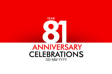 81 year Anniversary Concept Red Color and White for Banner, Poster, Greeting Card - Vector