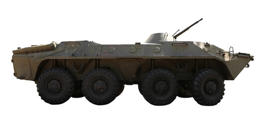 Armored fighting vehicle isolated on white. Military machinery