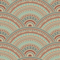 Ethnic circle shapes seamless geometric pattern.