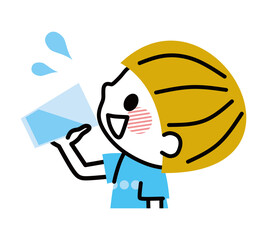 水を飲む子ども　水分補給