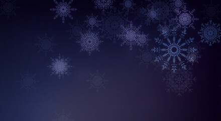 Fototapeta na wymiar art christmas dark blue background with snowflakes and space for text