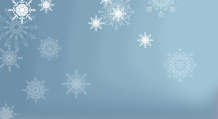 Fototapeta na wymiar art christmas blue background with snowflakes and space for text
