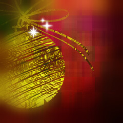 art christmas gold ball on purple, red and gold background