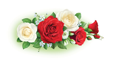 Flower garland of white and red roses
