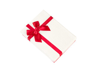 
Gift box with red bow isolated on white background