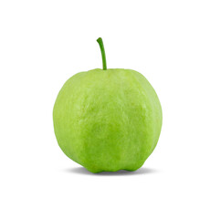 Fresh green ripe guava round fruit isolated on white background, die cut with clipping path