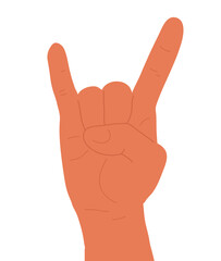 A hand up showing Rock sign. Communication gestures concept. Isolated flat vector illustration. Hand drawn stylized graphic illustration