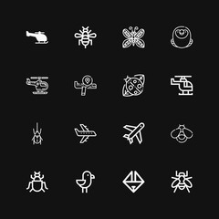 Editable 16 wing icons for web and mobile