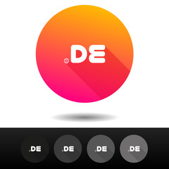 Domain DE sign buttons. 5 Icons top-level internet domain symbols.