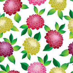 Seamless floral vector pattern with white background