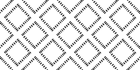 Black hand drawn stripes seamless monohrome pattern. Different elements