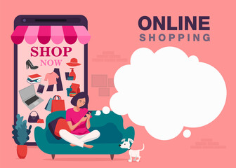 Online shopping banner, mobile app templates, concept vector illustration flat design.